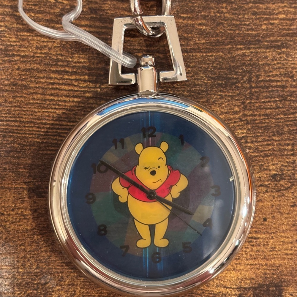 Disney Winnie the Pooh Pocket Watch - Works with New Battery - Open Face Clear